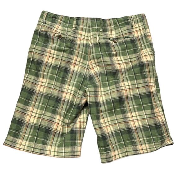 Men's Nobu No Boundaries Green Tan Plaid Drawstring Bermuda‎ Shorts Size 38 - Picture 2 of 10